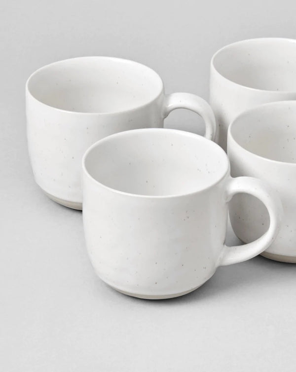 Speckled White Mugs, Set of 4