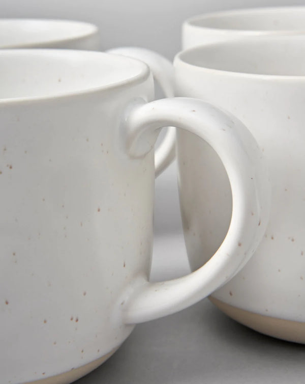 Speckled White Mugs, Set of 4