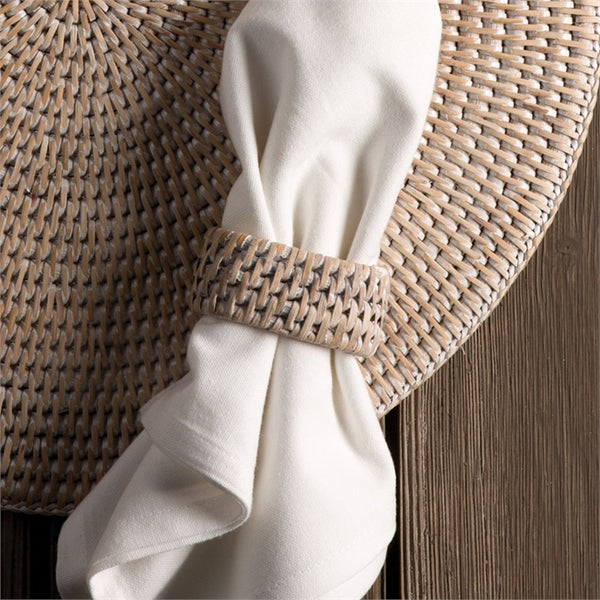 Burma Rattan Napkin Ring, White