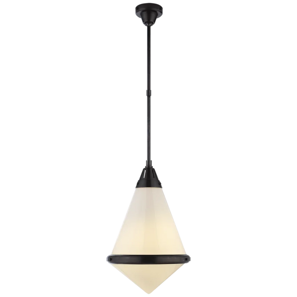 Gale Large Pendant, Bronze with White Glass