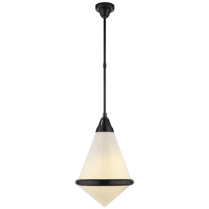 Gale Large Pendant, Bronze with White Glass