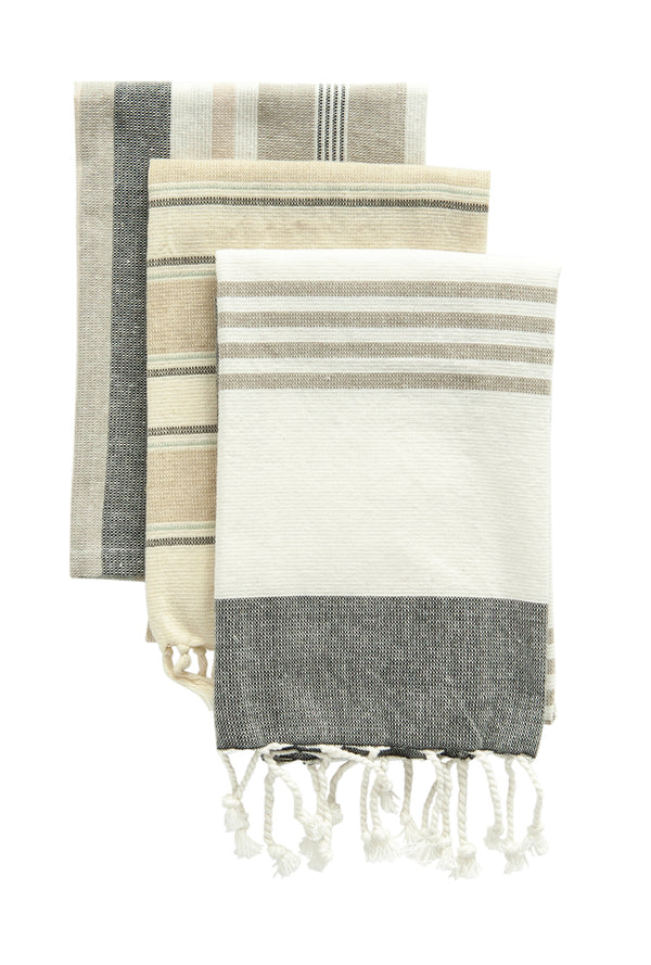 Cotton Striped Tea Towels, Set of 3
