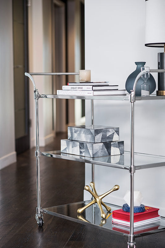 Wakefield Bar Cart, Polished Chrome
