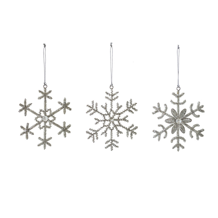Beaded Snowflake & Jewel Ornament, 3 Styles