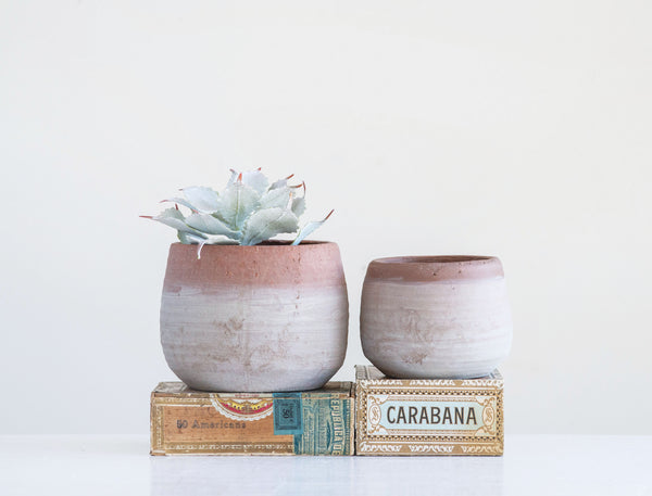 Whitewashed Terra Cotta Planter, 2 Sizes