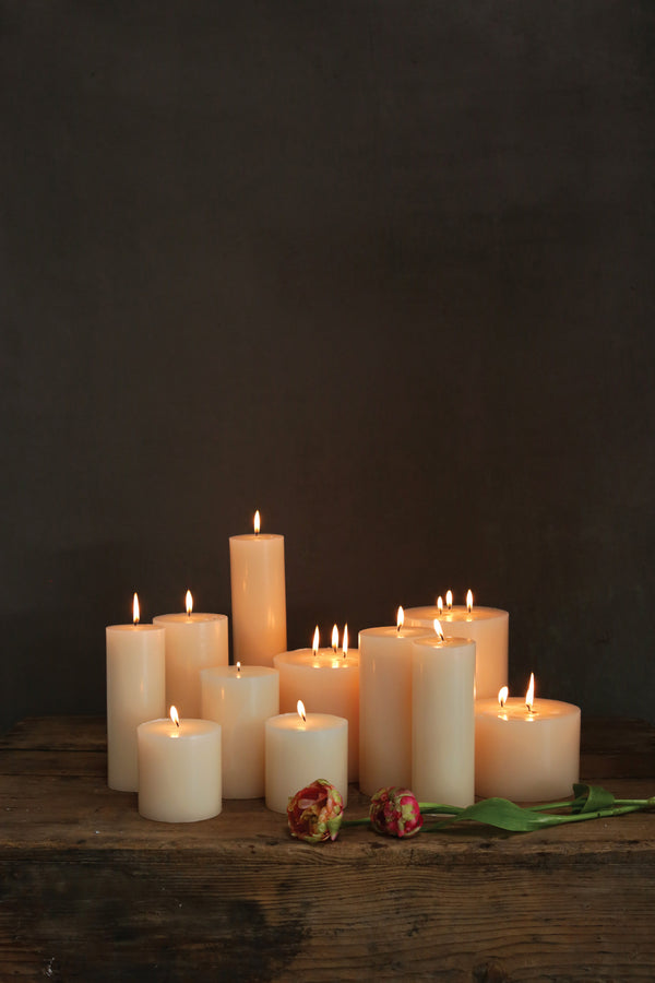 Unscented Pillar Candles, Various Sizes