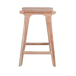 Nel Barstool, Camel Leather w/ Natural Teak Wood