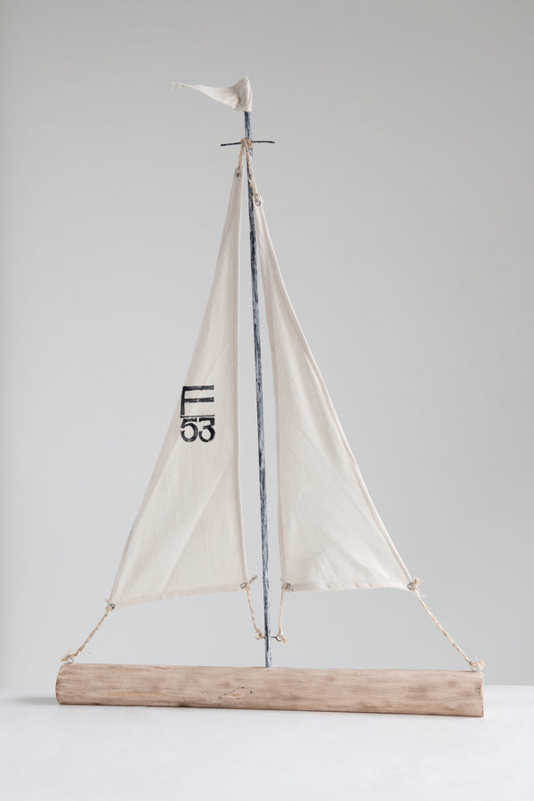 Hand Painted Mango Wood & Metal Decorative Ship