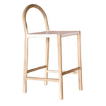 Julia Counter Stool, White Leather w/ Natural Teak Wood